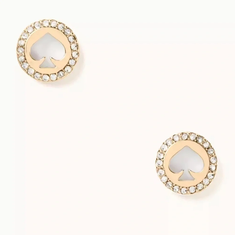 Kate Spade Spot The Spade Pave Halo Spade Studs, earrings, NEW!